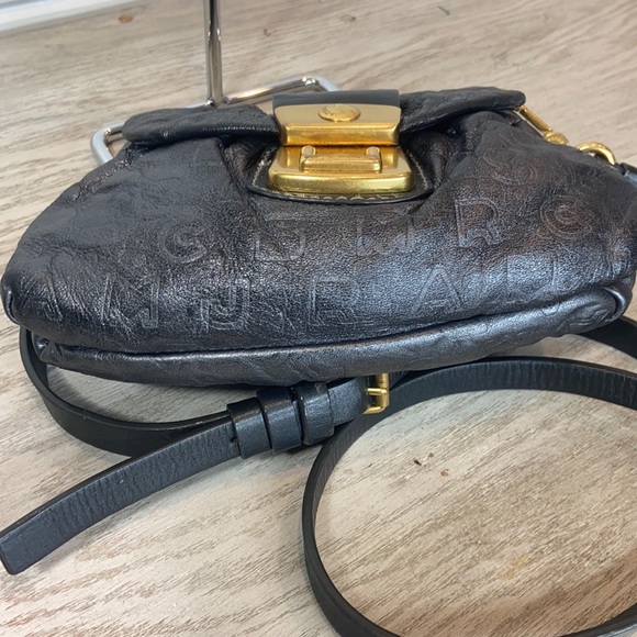Marc by Marc Jacobs Dreamy Letter Linda Embossed Leather Bag Graphite Metal Bag - Picture 9 of 13